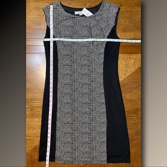 LOFT Black & Off White Tweed Sleeveless Shift Dress 
Size S - Picture 3 of 9